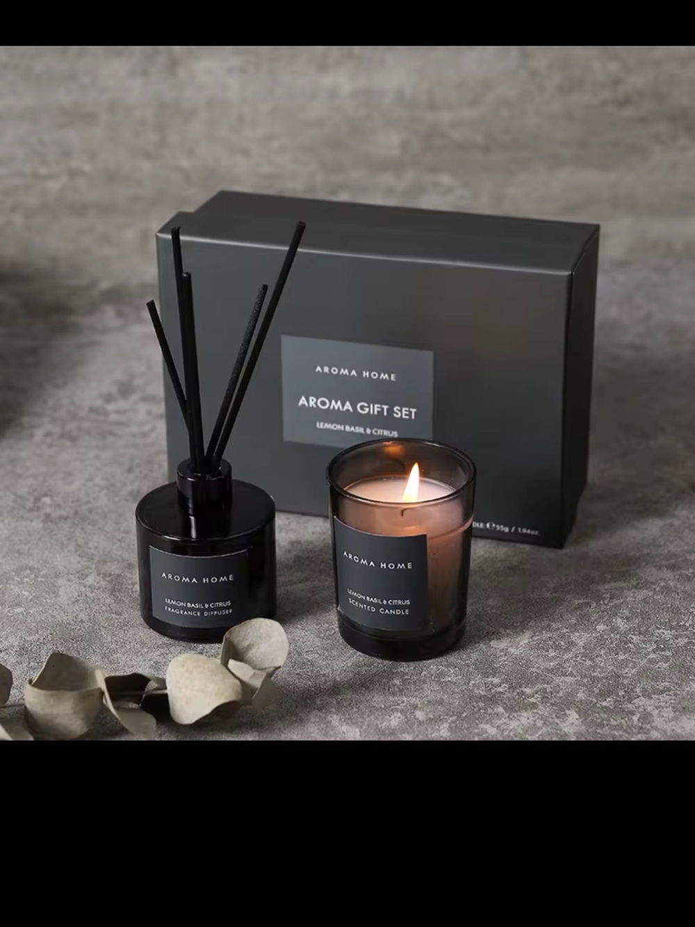 Aroma Home Lemon Basil & Citrus Gift Set - Black